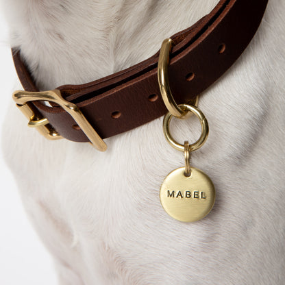Round Solid Brass Dog Tag